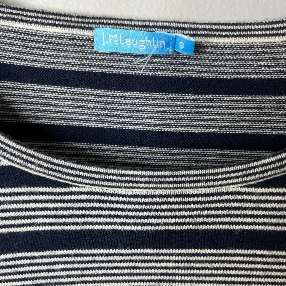 J McLaughlin Daryn Striped Bell Sleeve Sweater Top Navy White Size Small